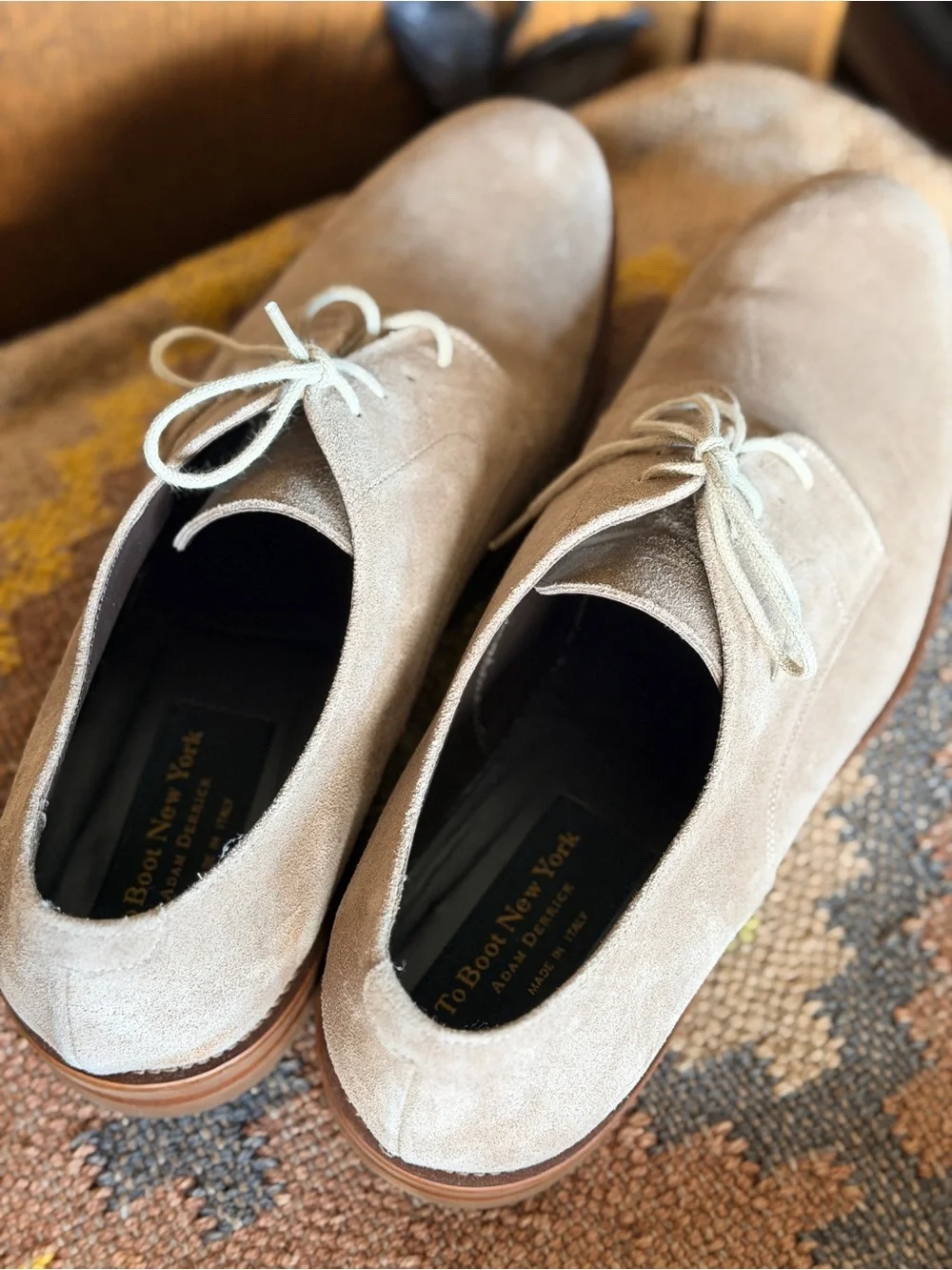 To Boot New York Adam Derrick Beige Suede Oxford Lace-Up Shoes NEW made in Italy